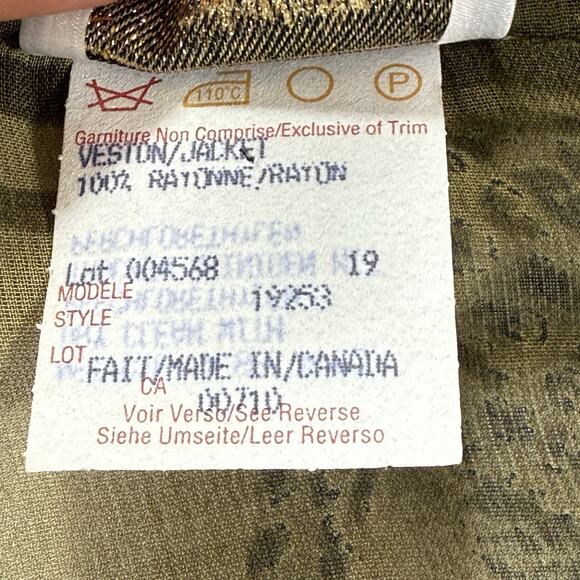 Joseph Ribkoff Cheetah Sheer Open Front Short Sleeve Blouse Top - Tan Wms 12 - Picture 8 of 13